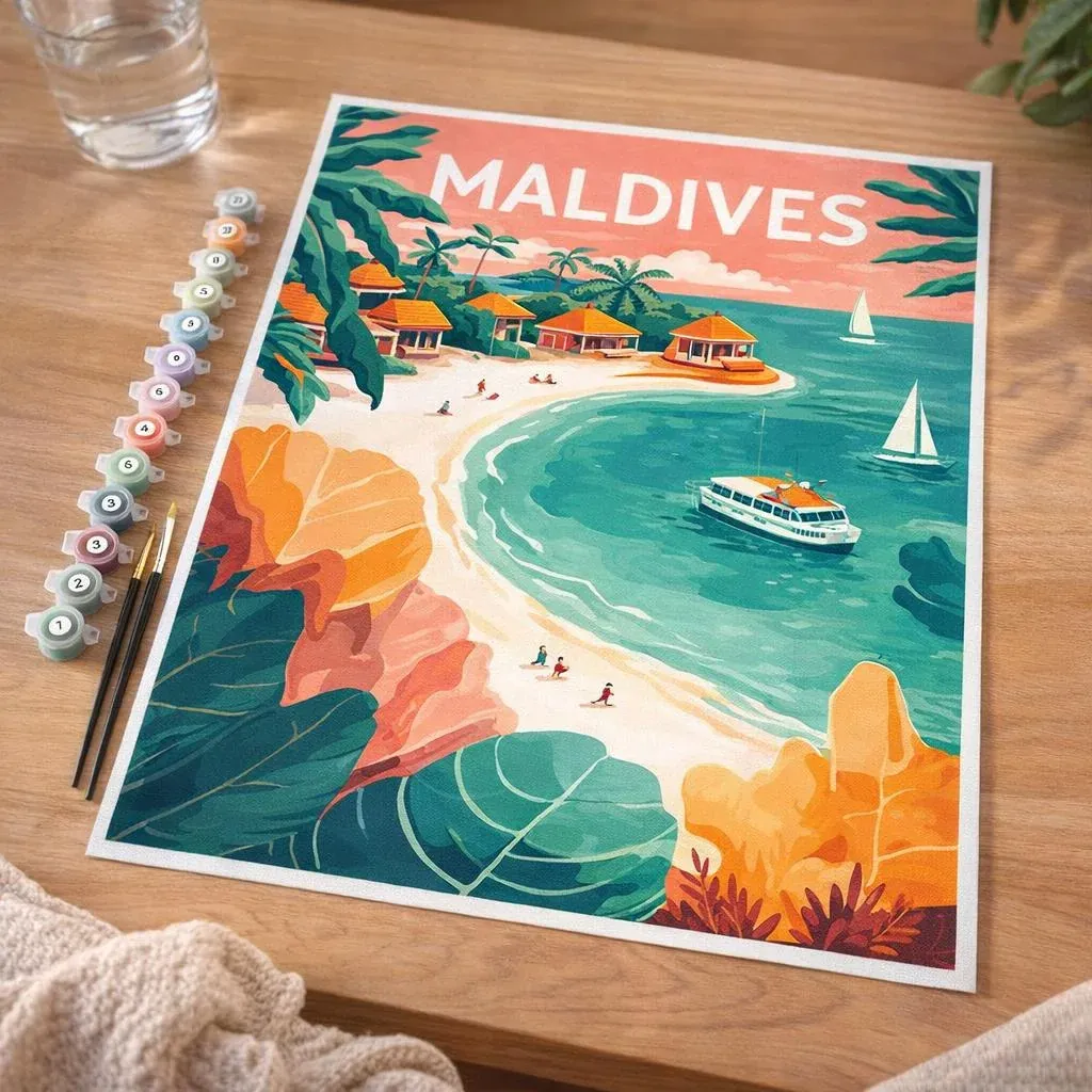 Peinture par numéro Affiche Vintage Maldives