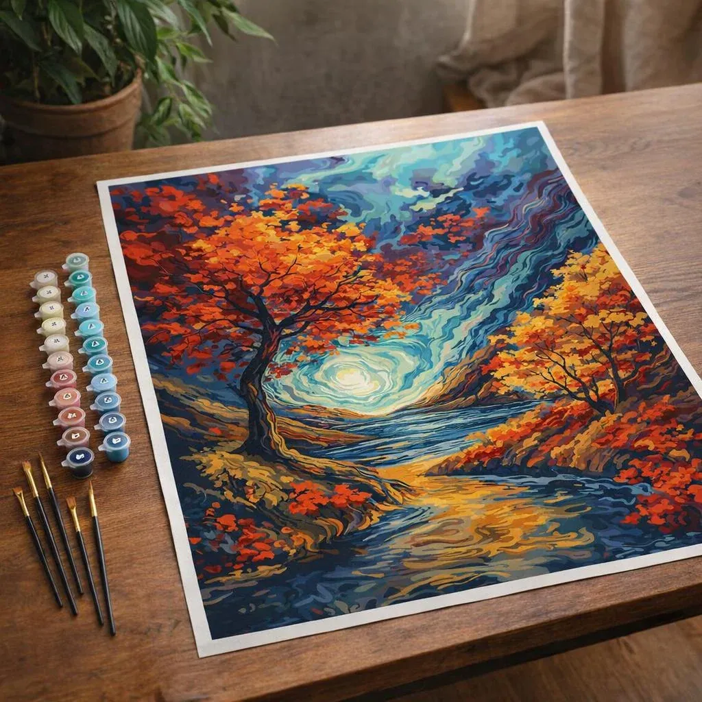 Peinture par numéro Automne surréaliste inspiré de Van Gogh