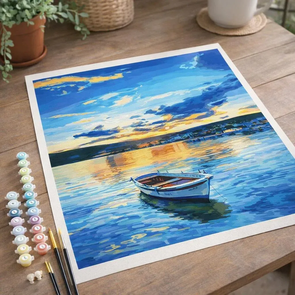 Peinture par numéro Barque et Lever de Soleil
