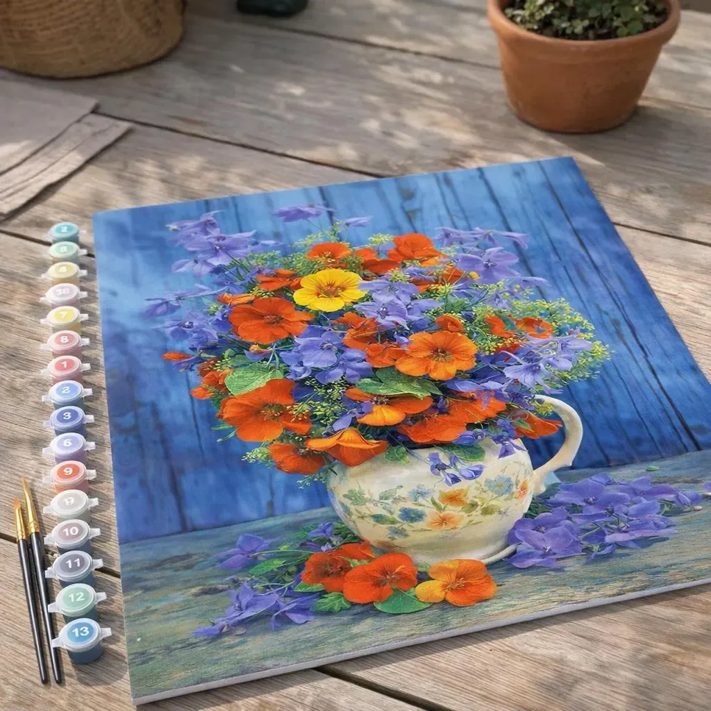 Peinture par numéro Bouquet orange et violet