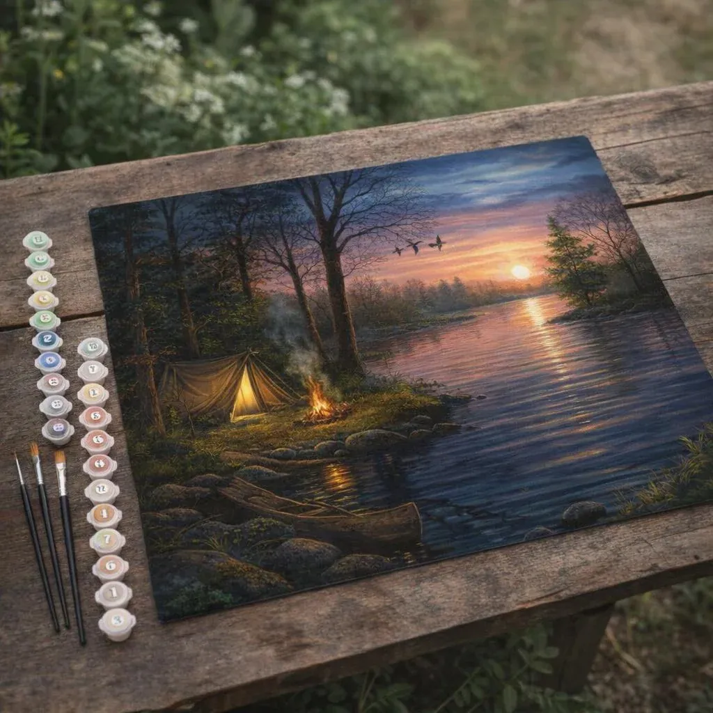 Peinture par numéro Camping au bord du lac