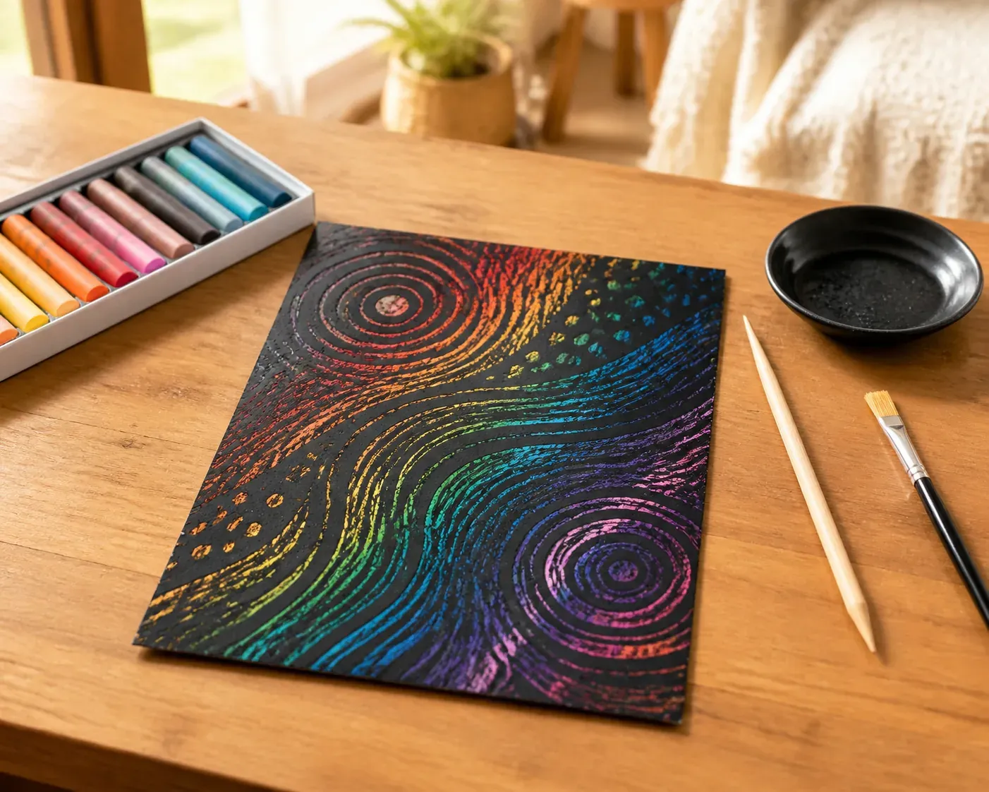 La carte à gratter devient une activité manuelle pleine de couleurs