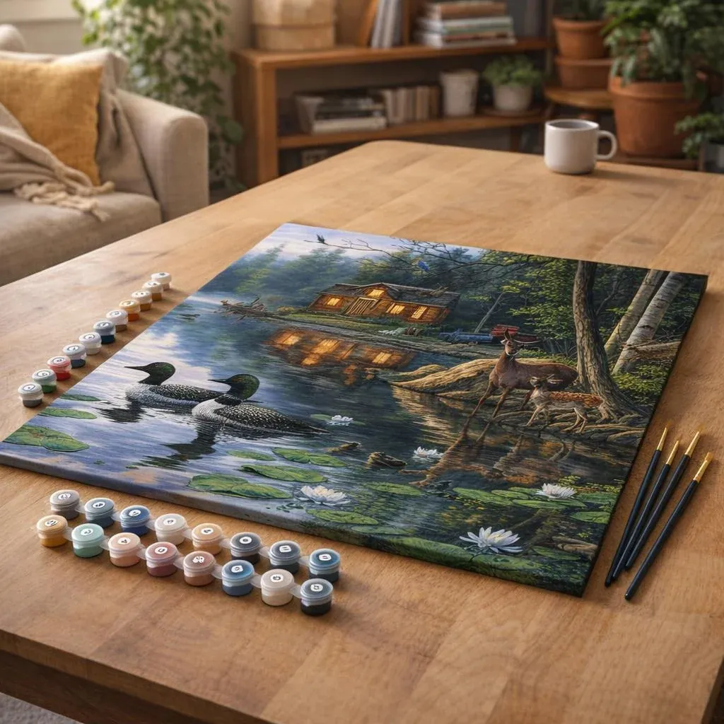 Peinture par numéro Chalet au bord du Lac