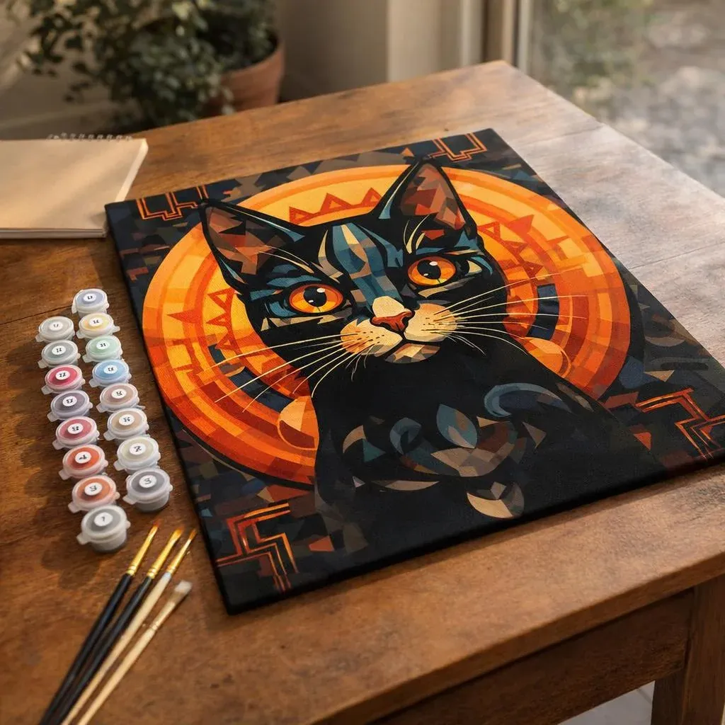 Peinture par numéro Chat noir Art Déco