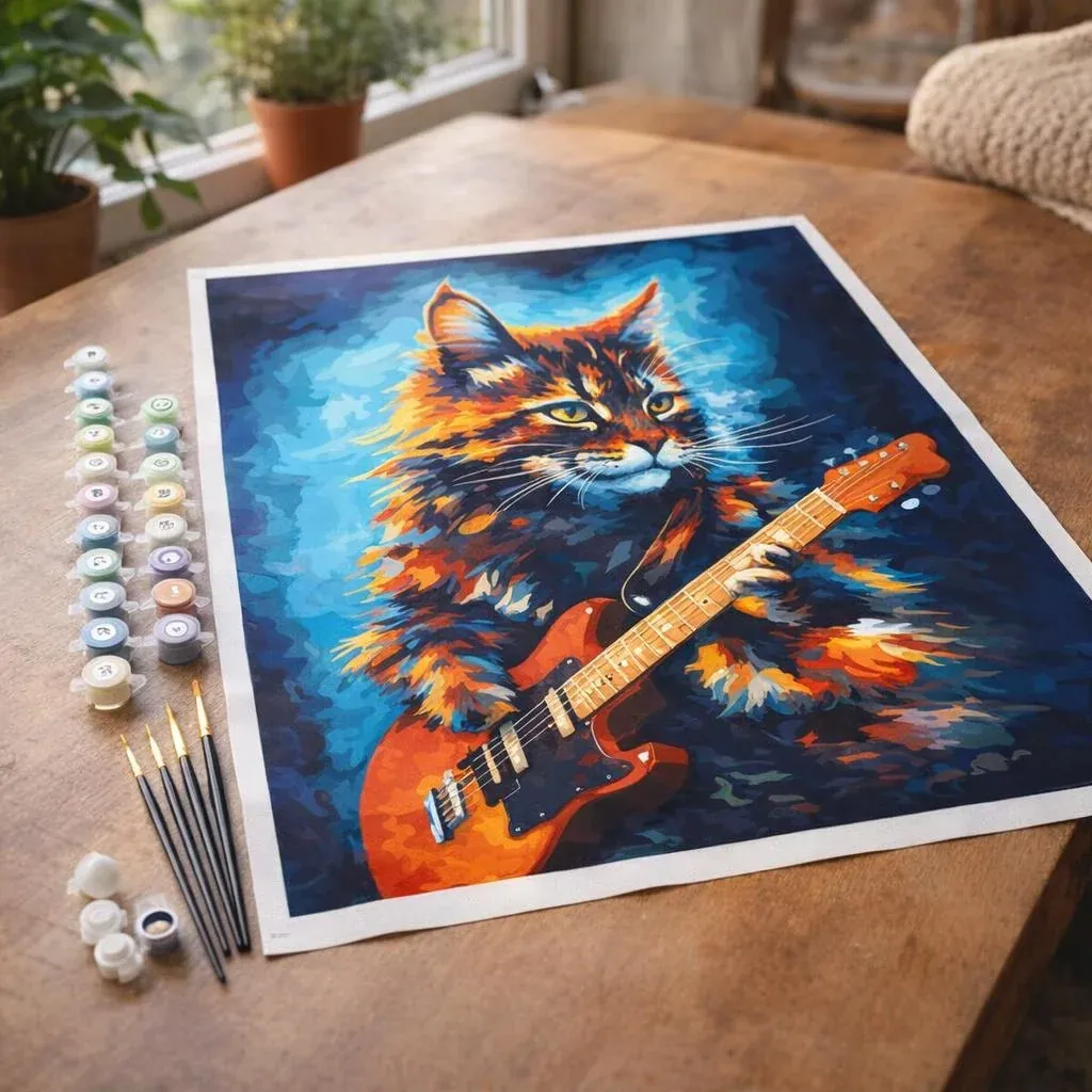 Peinture par numéro Chat rocker en Abstrait