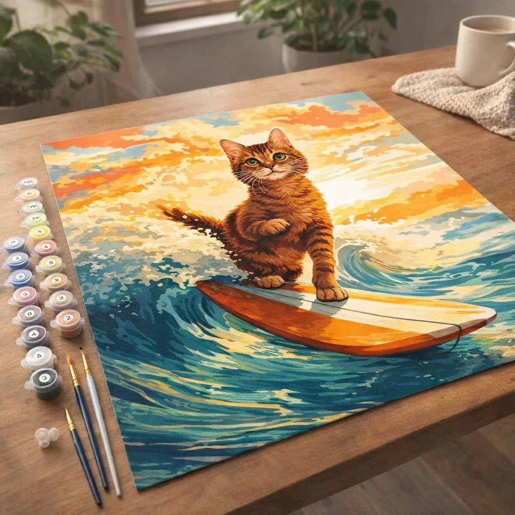 Peinture par numéro Chat surfeur