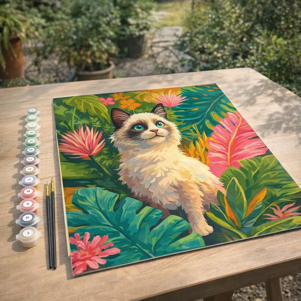 Peinture par numéro Chaton Ragdoll dans la jungle
