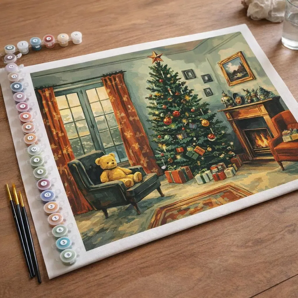 Peinture par numéro Cheminée de Noël Classique