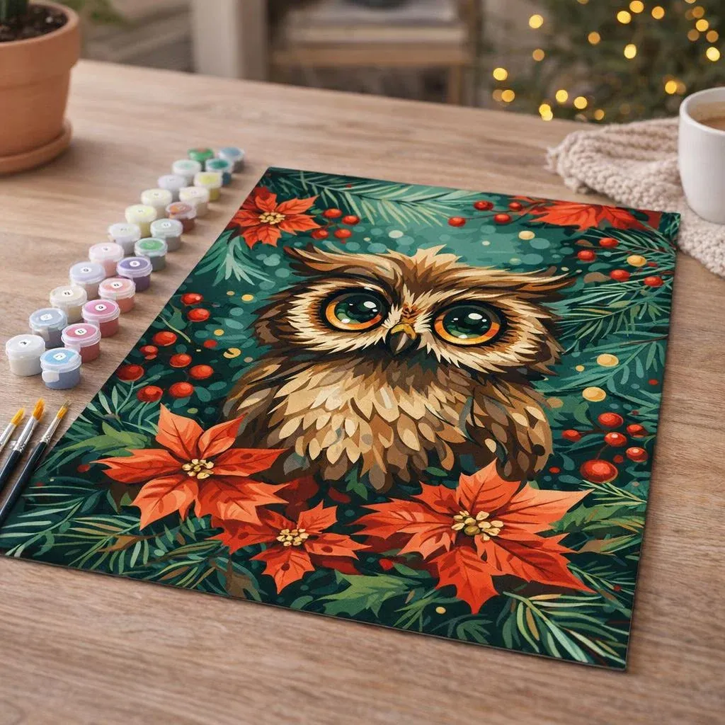 Peinture par numéro Chouette de Noël