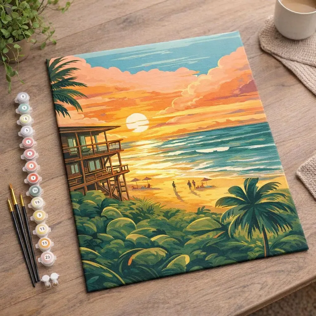 Peinture par numéro Club de plage au coucher du soleil