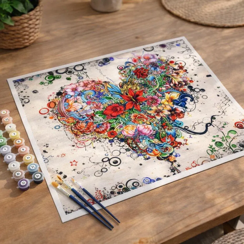 Peinture par numéro Coeur de fleurs