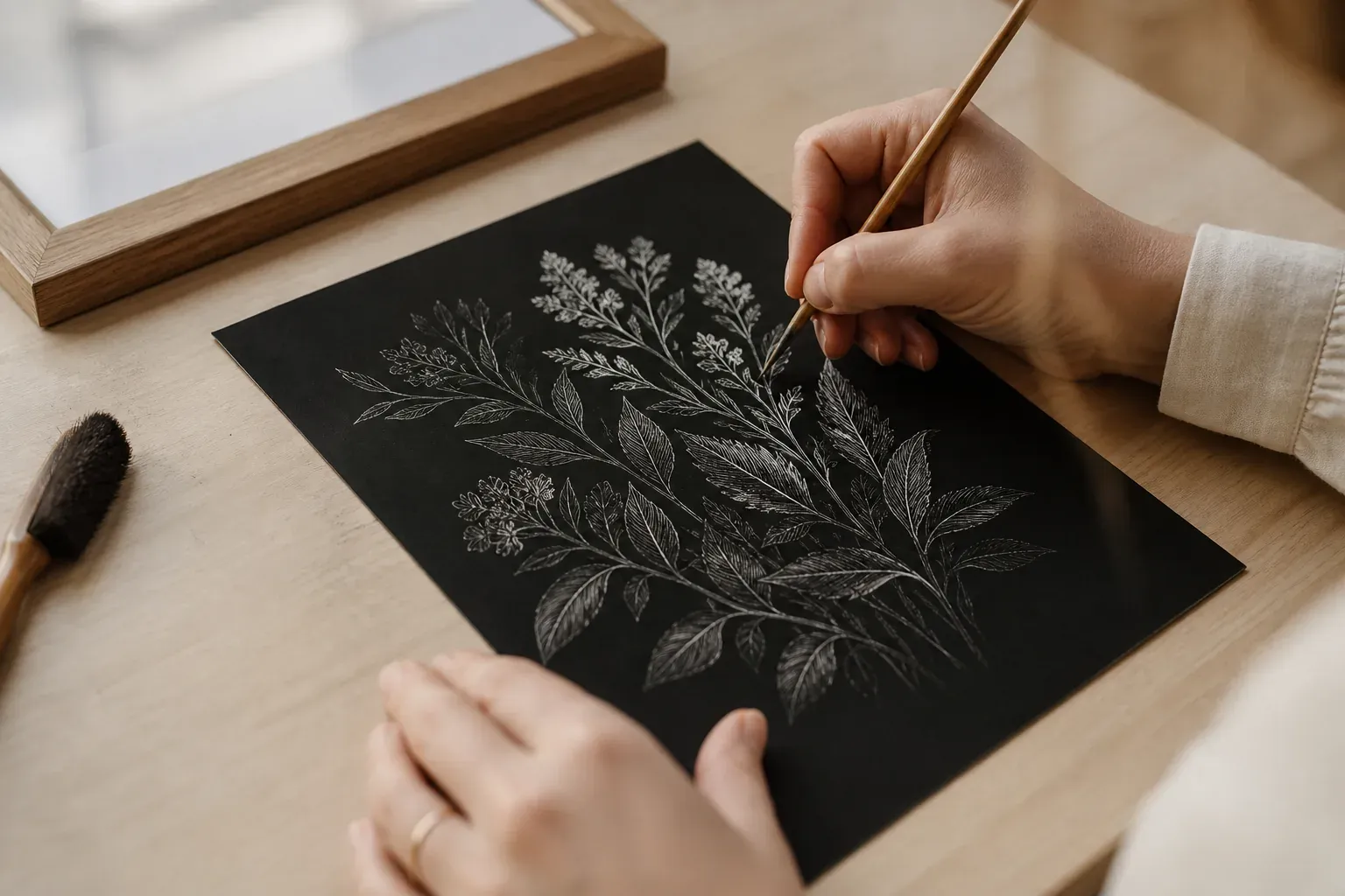 Le dessin sur carte à gratter révèle des images pleines de relief