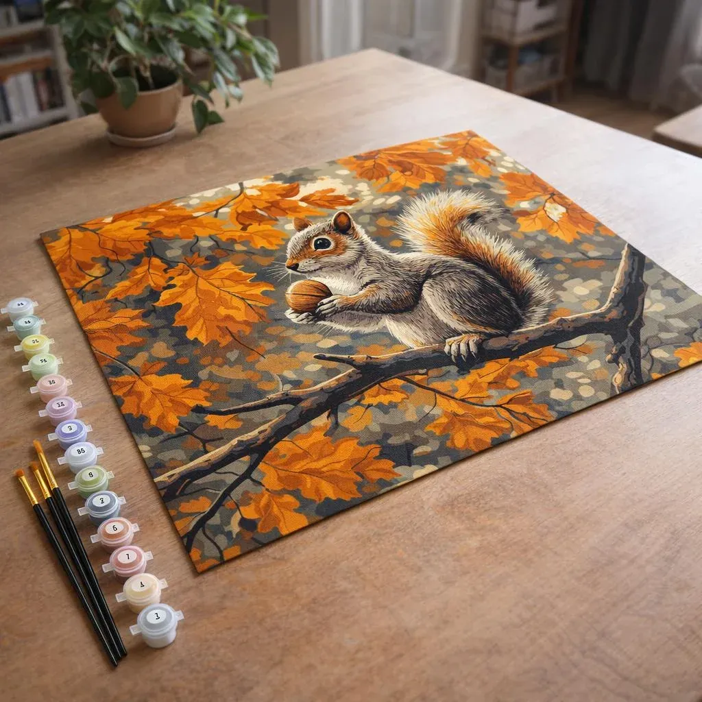 Peinture par numéro Écureuil en Automne