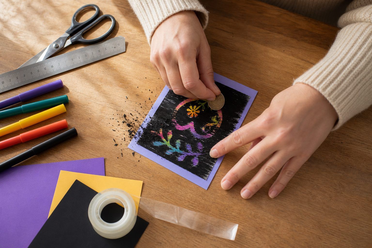 Faire une carte à gratter sans peinture acrylique