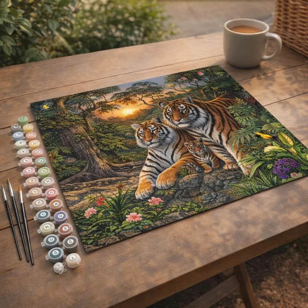 Peinture par numéro Famille de Tigre