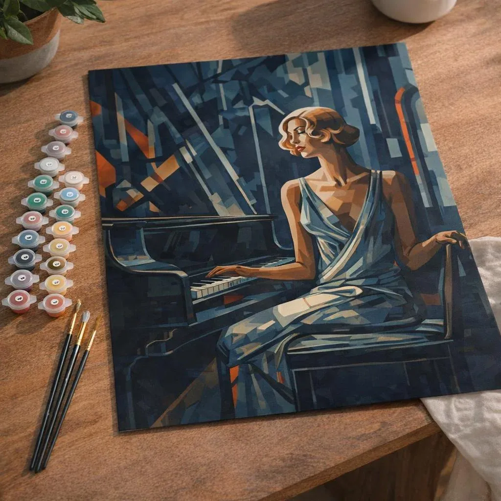 Peinture par numéro Femme au Piano Art Déco