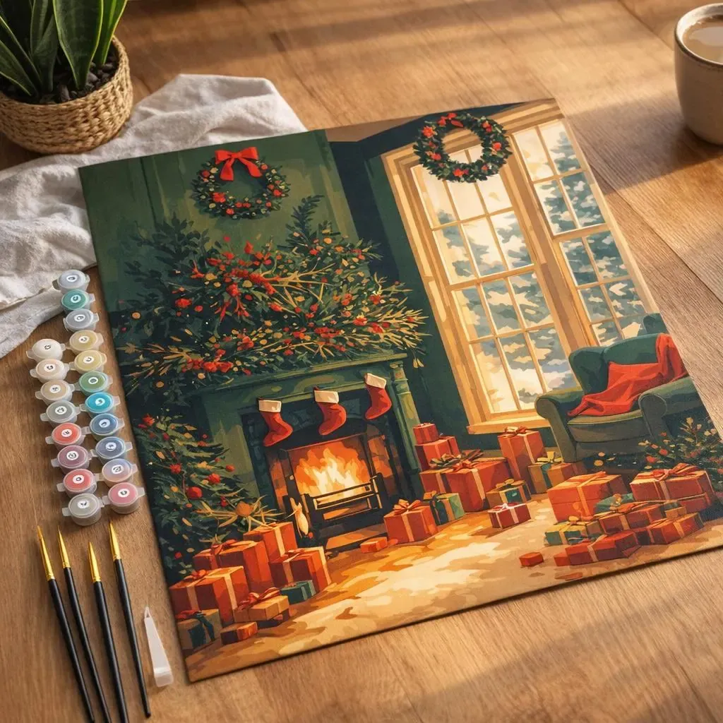 Peinture par numéro Feu de Cheminée à Noël