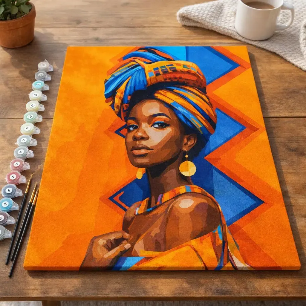 Peinture par numéro Fille Africaine traditionnelle