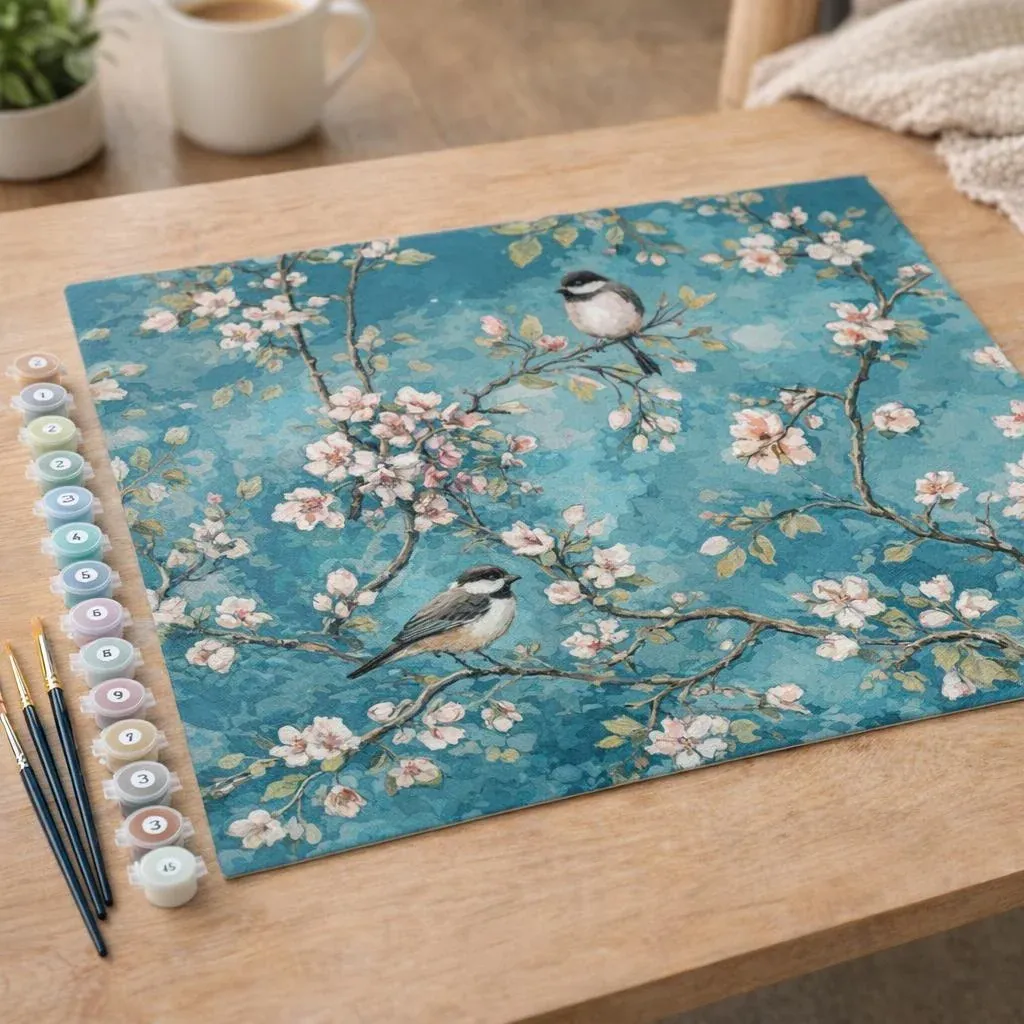 Peinture par numéro Fleurs et oiseaux 2