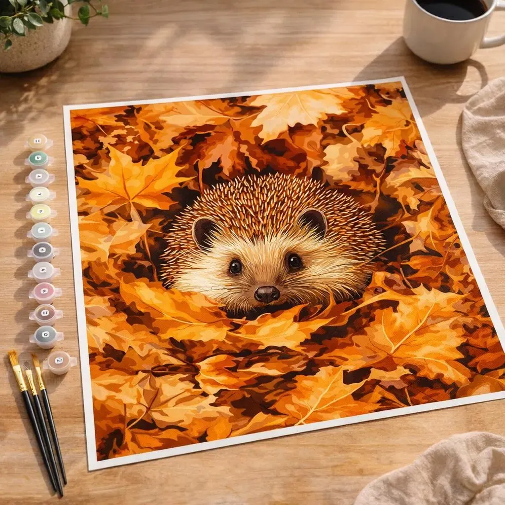 Peinture par numéro Hérisson dans les feuilles d’Automne