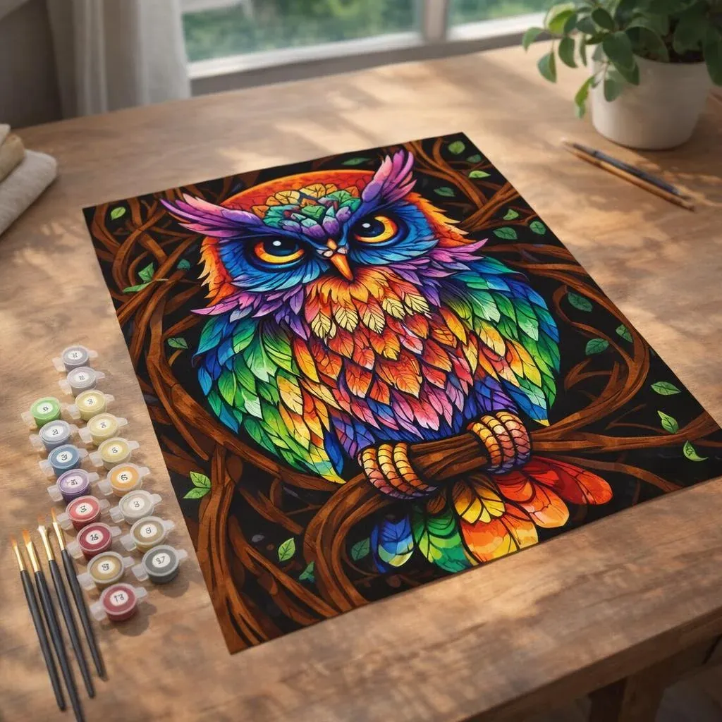 Peinture par numéro Hibou coloré