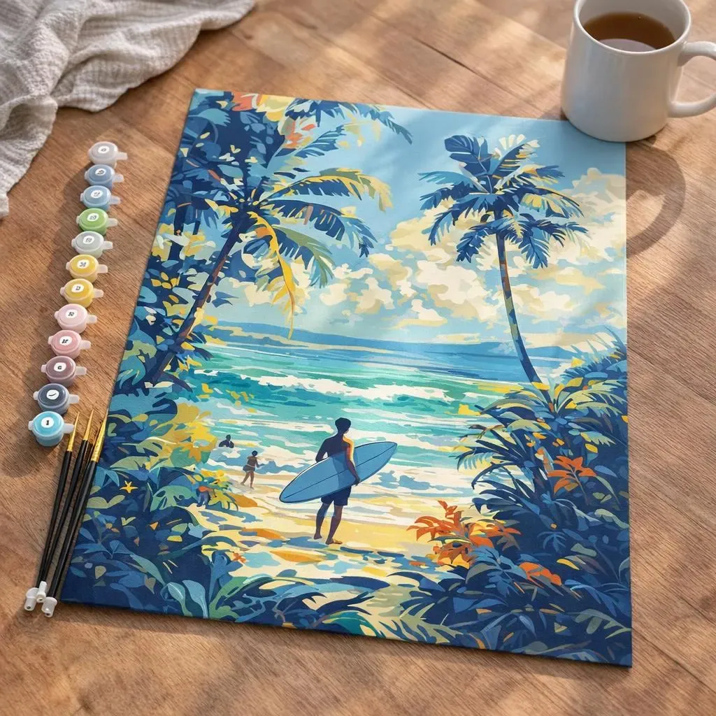 Peinture par numéro Journée ensoleillée à la plage