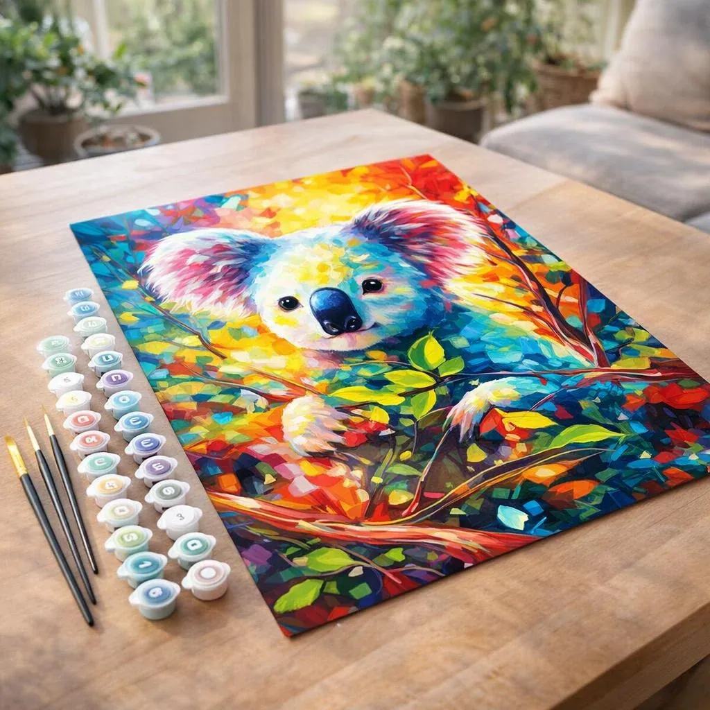 Peinture par numéro Koala Coloré Abstrait