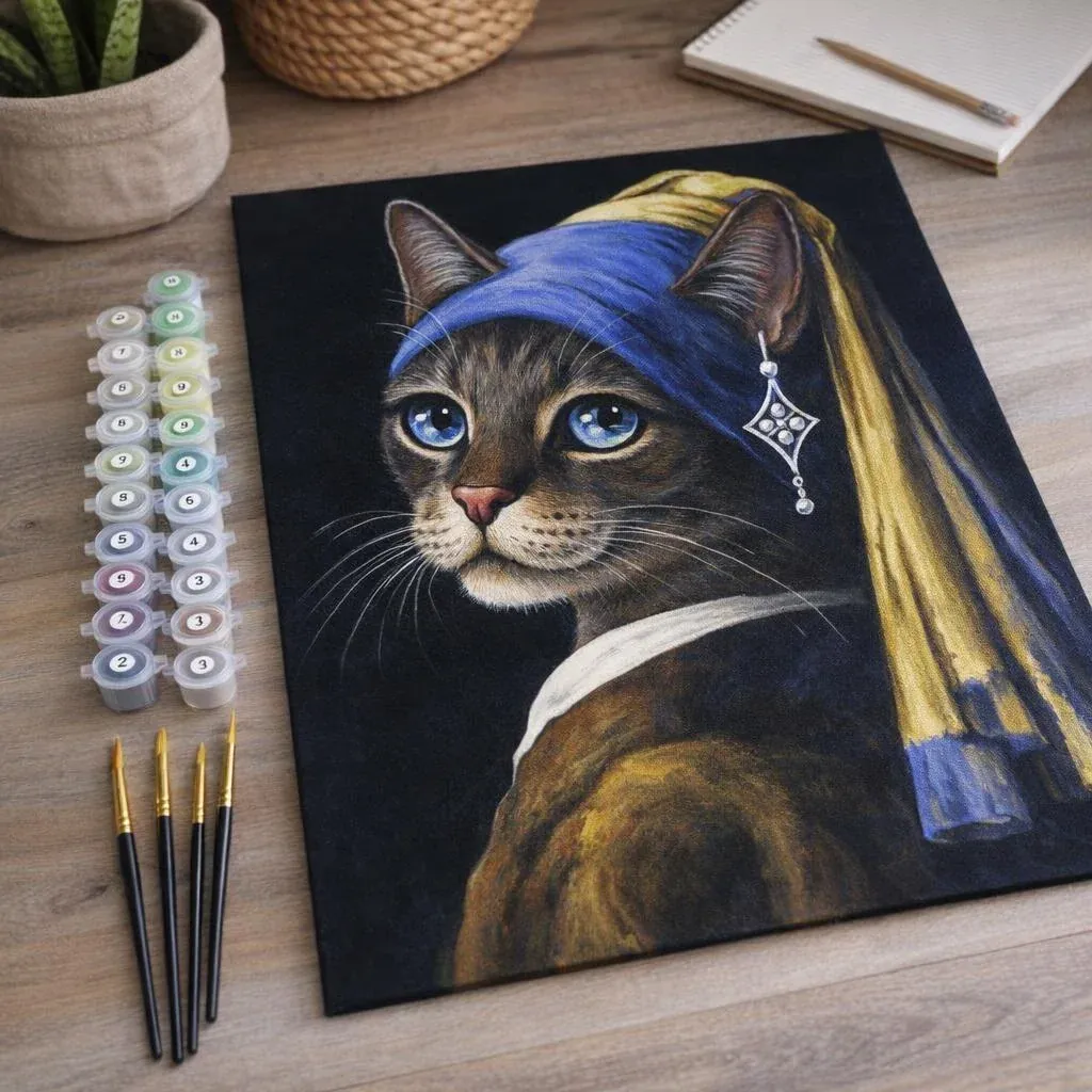 Peinture par numéro La jeune minette à la perle