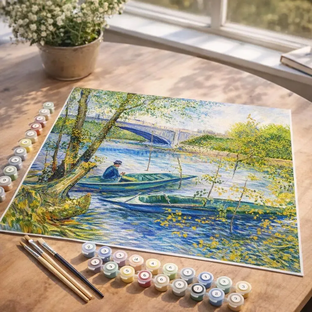 Peinture par numéro La pêche au Printemps, Pont de Clichy Van Gogh