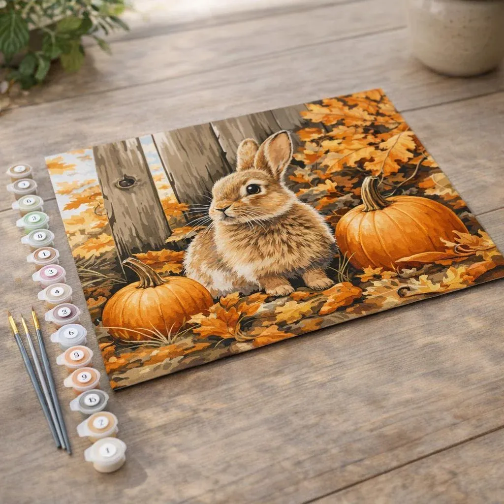 Peinture par numéro Lapin et citrouilles
