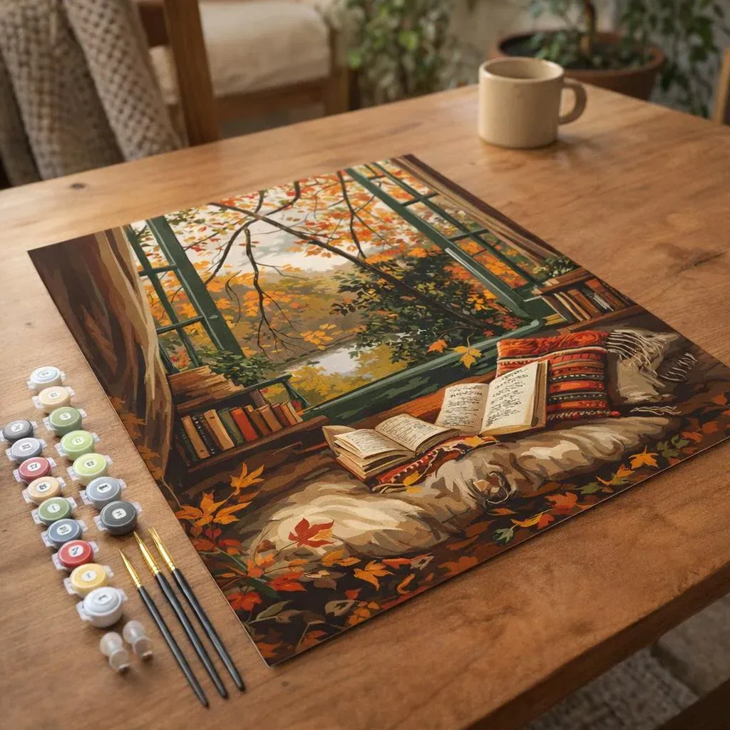 Peinture par numéro Lecture cosy en Automne