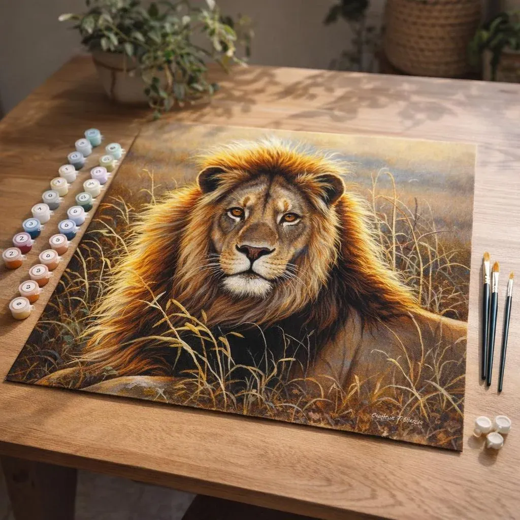 Peinture par numéro Lion dans la savane