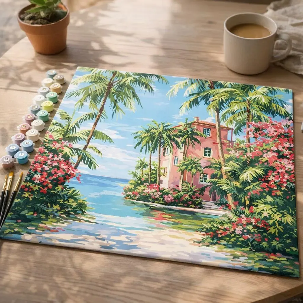 Peinture par numéro Maison de la Côte Paradisiaque