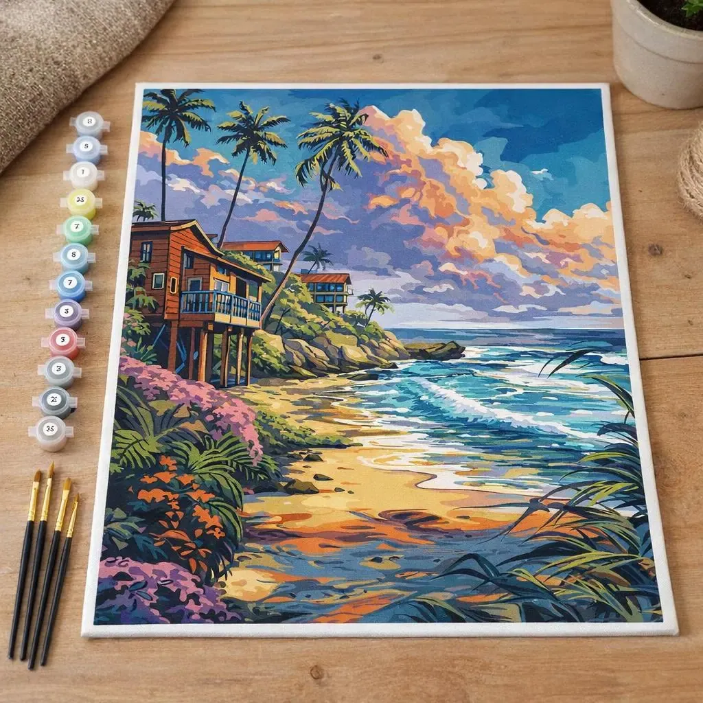 Peinture par numéro Maisons en bord de plage