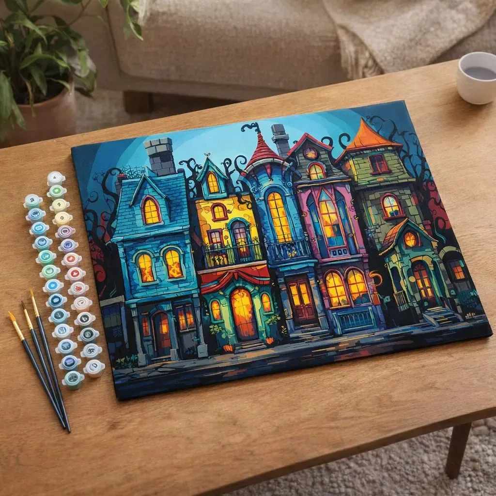 Peinture par numéro Maisons gothiques colorées