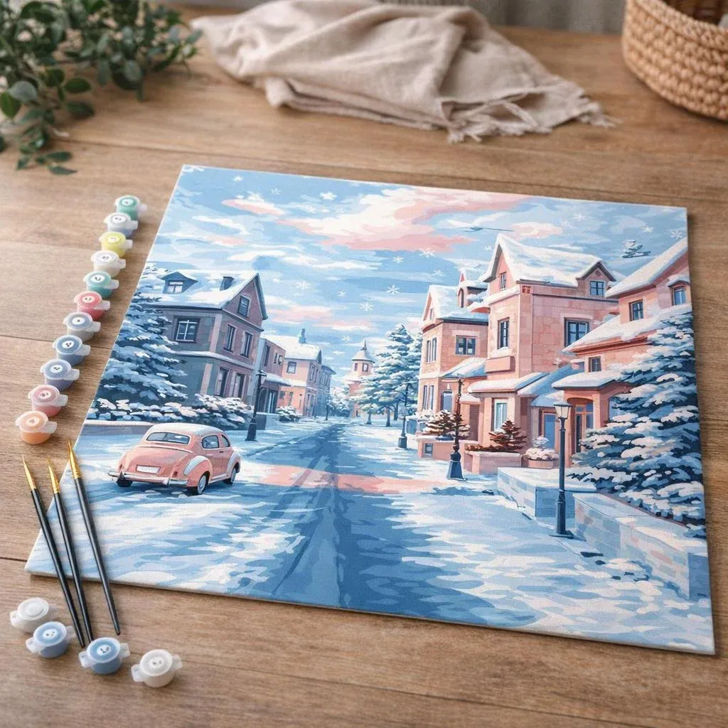 Peinture par numéro Matinée Enneigée en Ville