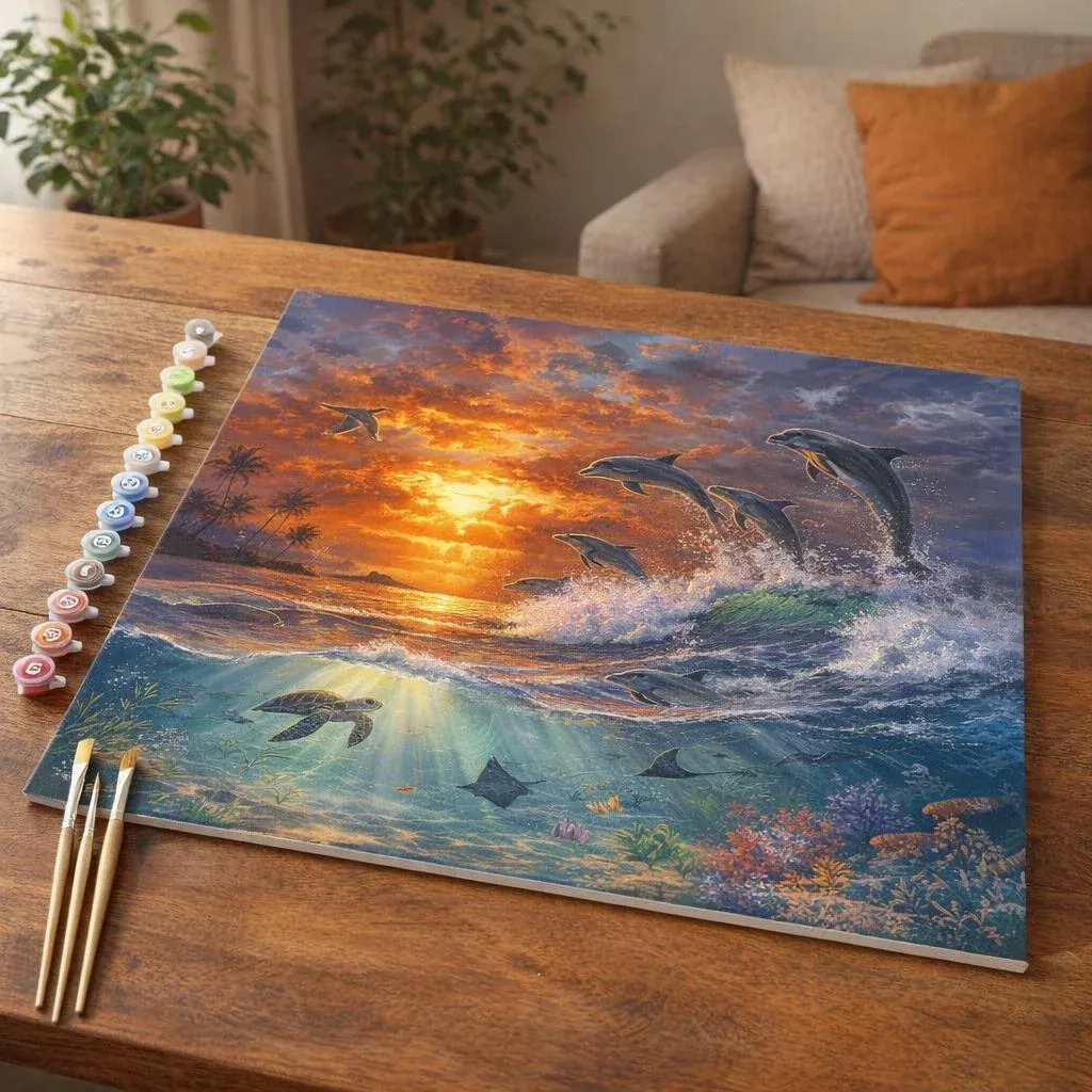 Peinture par numéro Océan et coucher de soleil