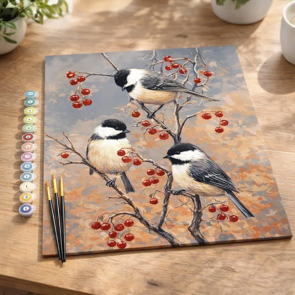 Peinture par numéro Oiseaux et Arbre Fruitier