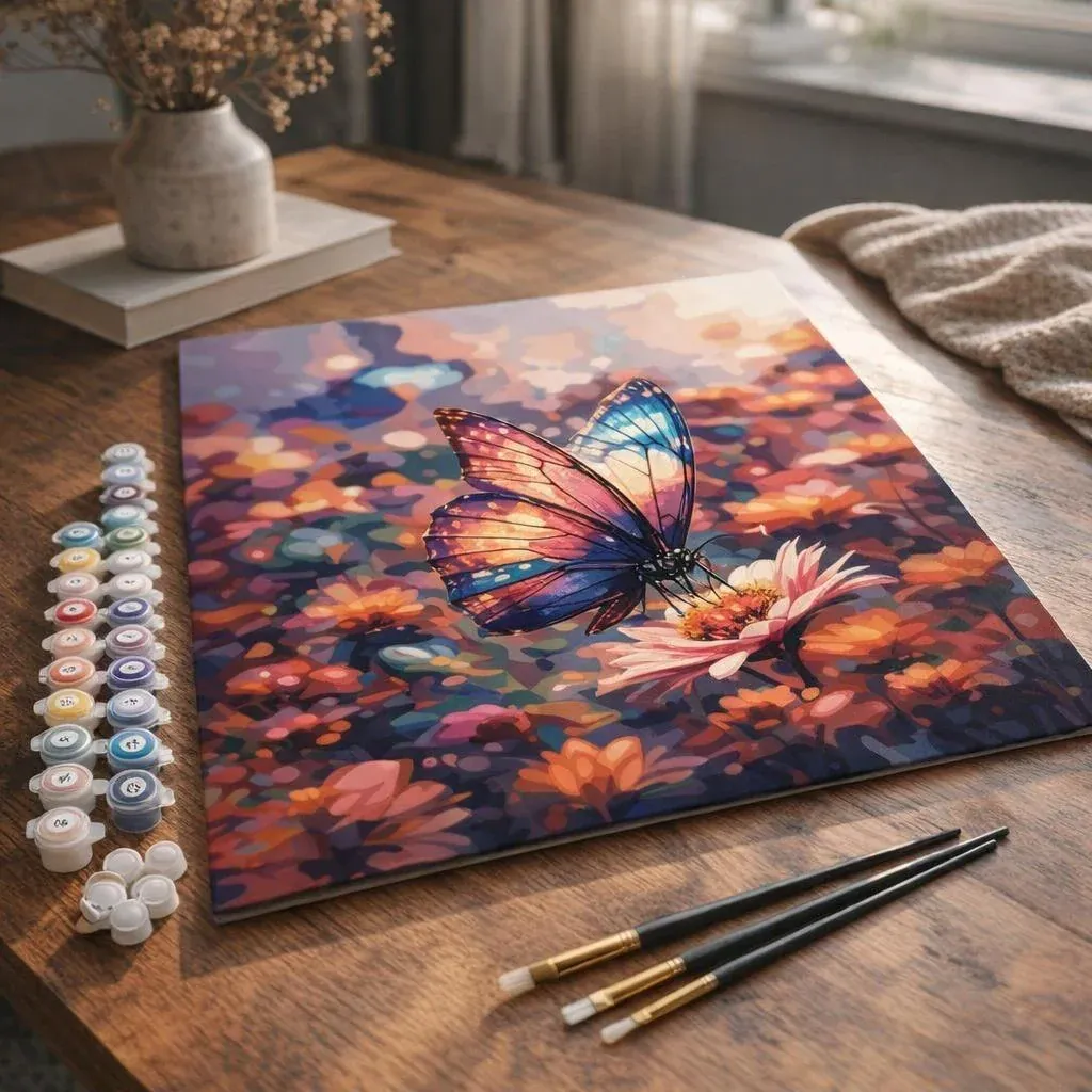 Peinture par numéro Papillon butinant