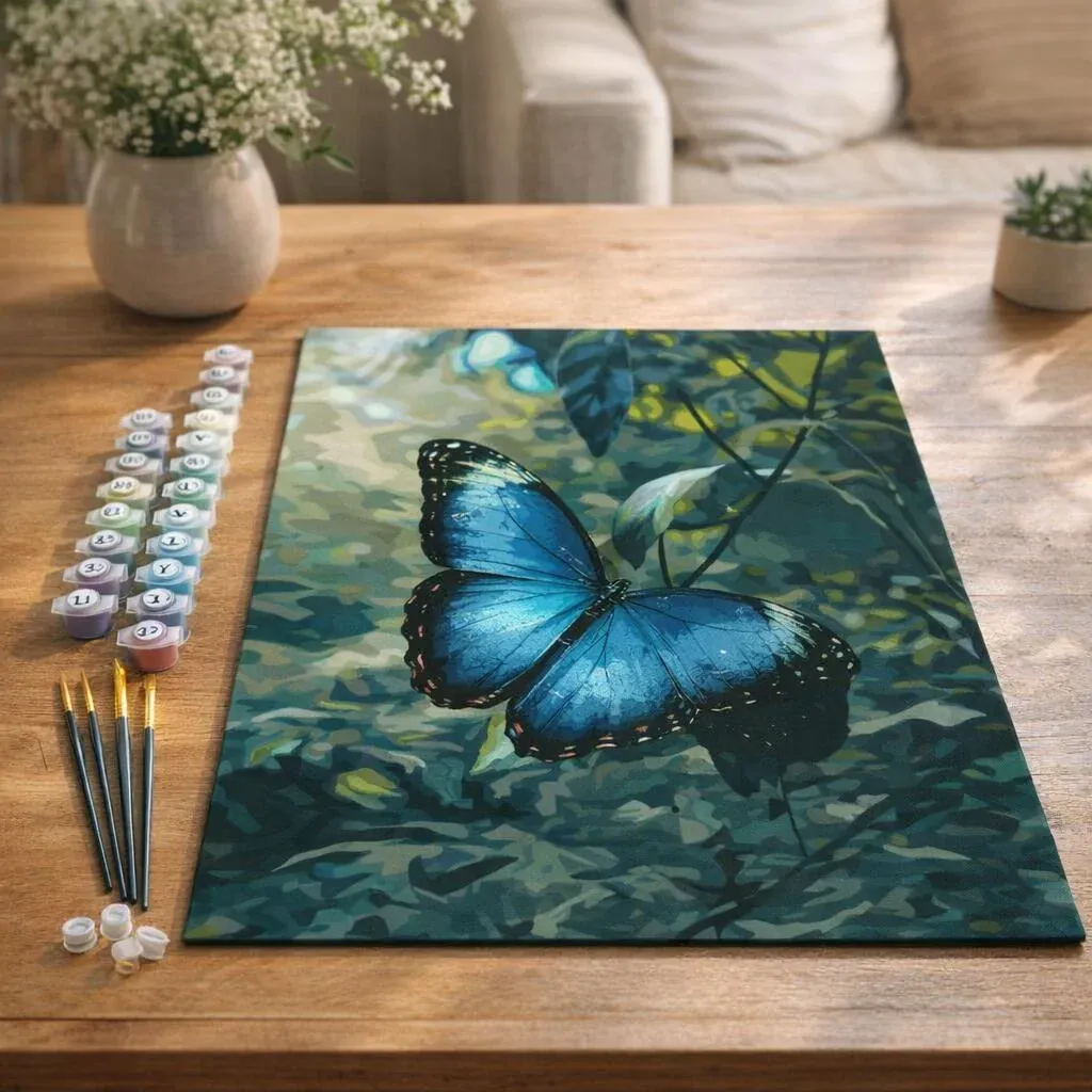 Peinture par numéro Papillon Morpho Bleu