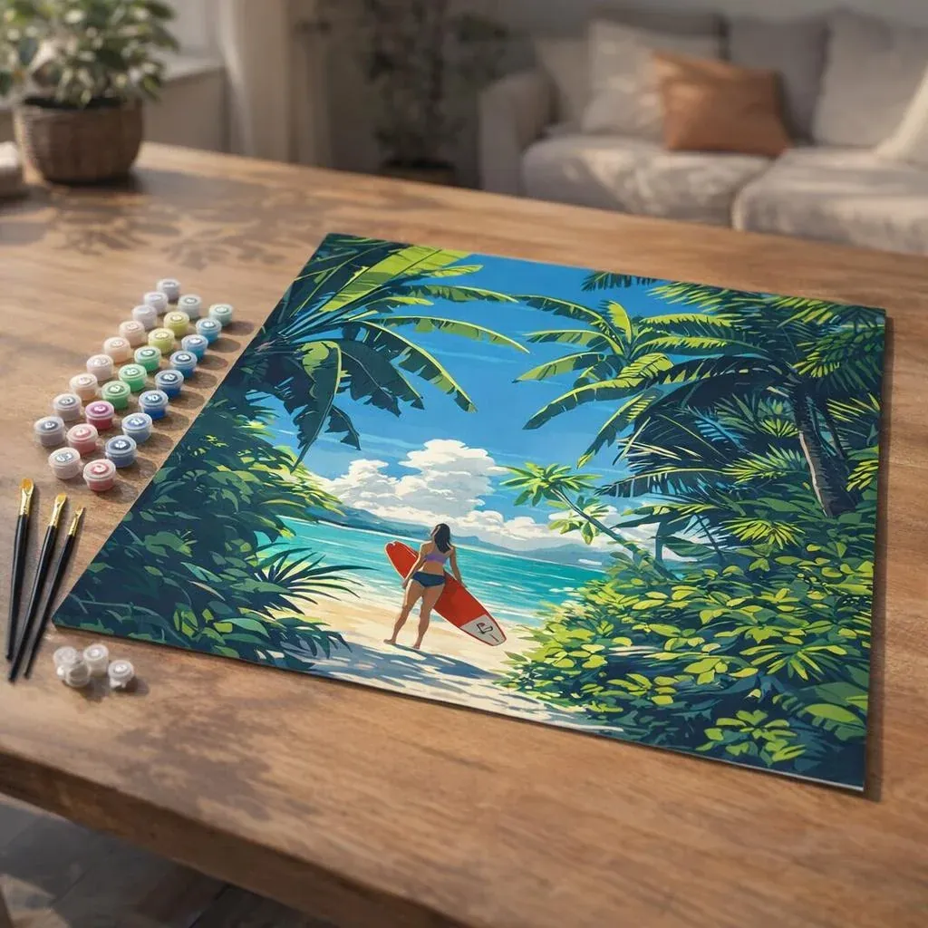 Peinture par numéro Paradis tropical du surf