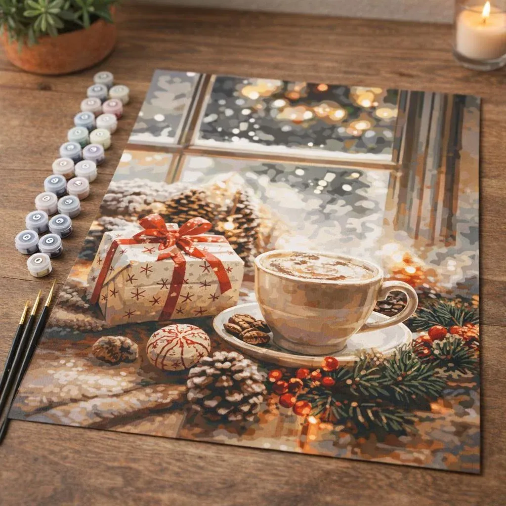 Peinture par numéro Pause Café de Noël