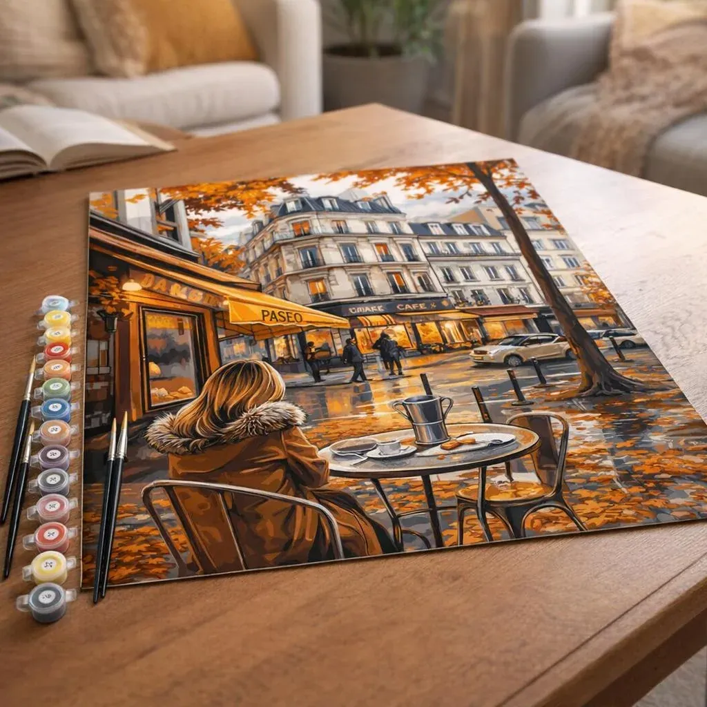 Peinture par numéro Pause café en Automne