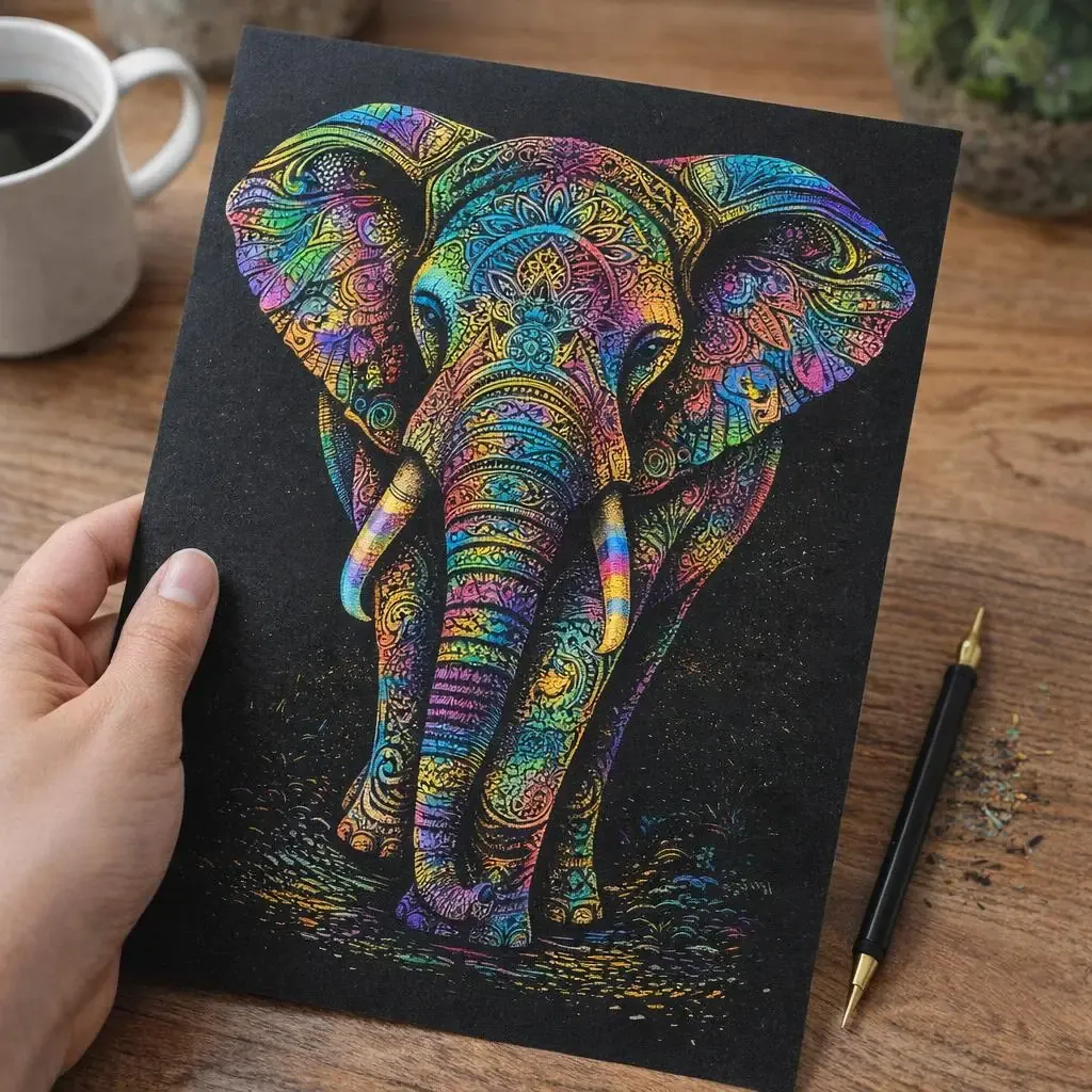 Peinture à gratter Éléphant