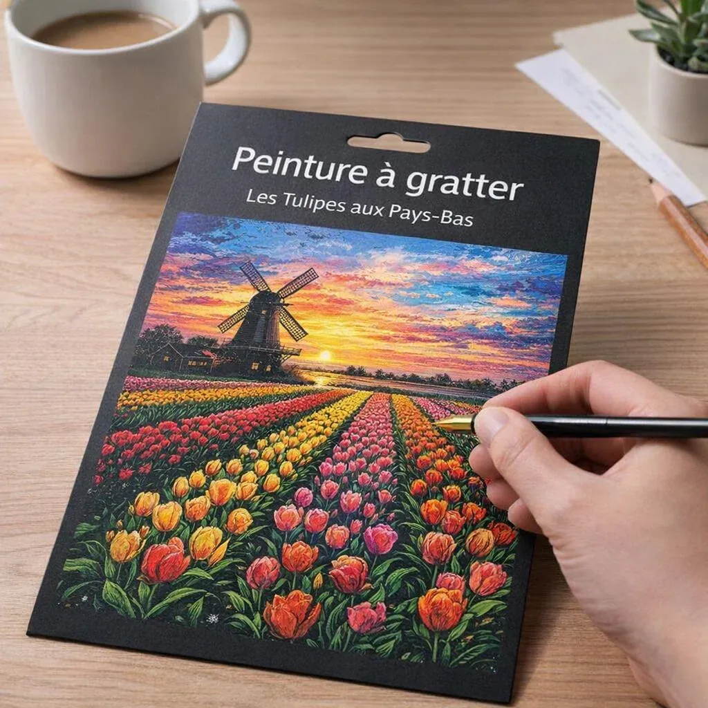 Peinture à gratter Les Tulipes aux Pays-Bas