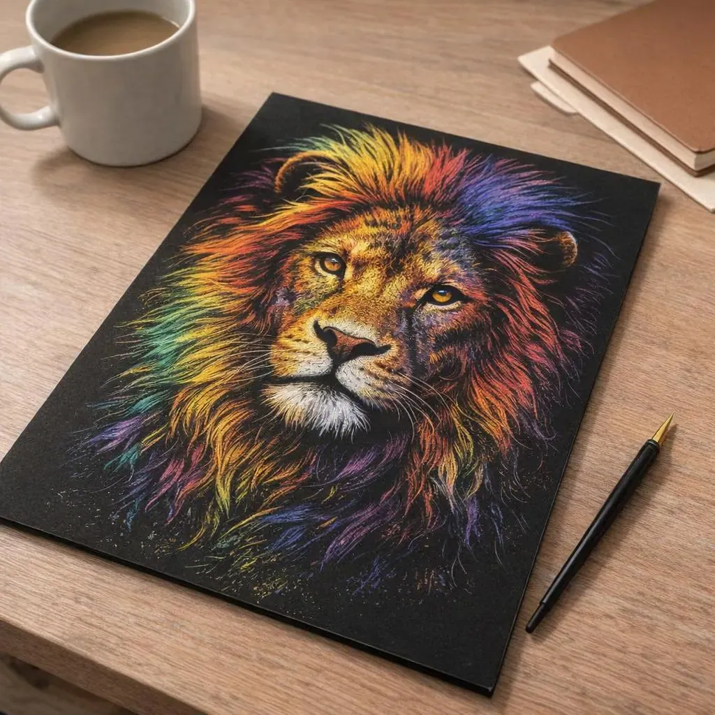 Peinture à gratter Lion