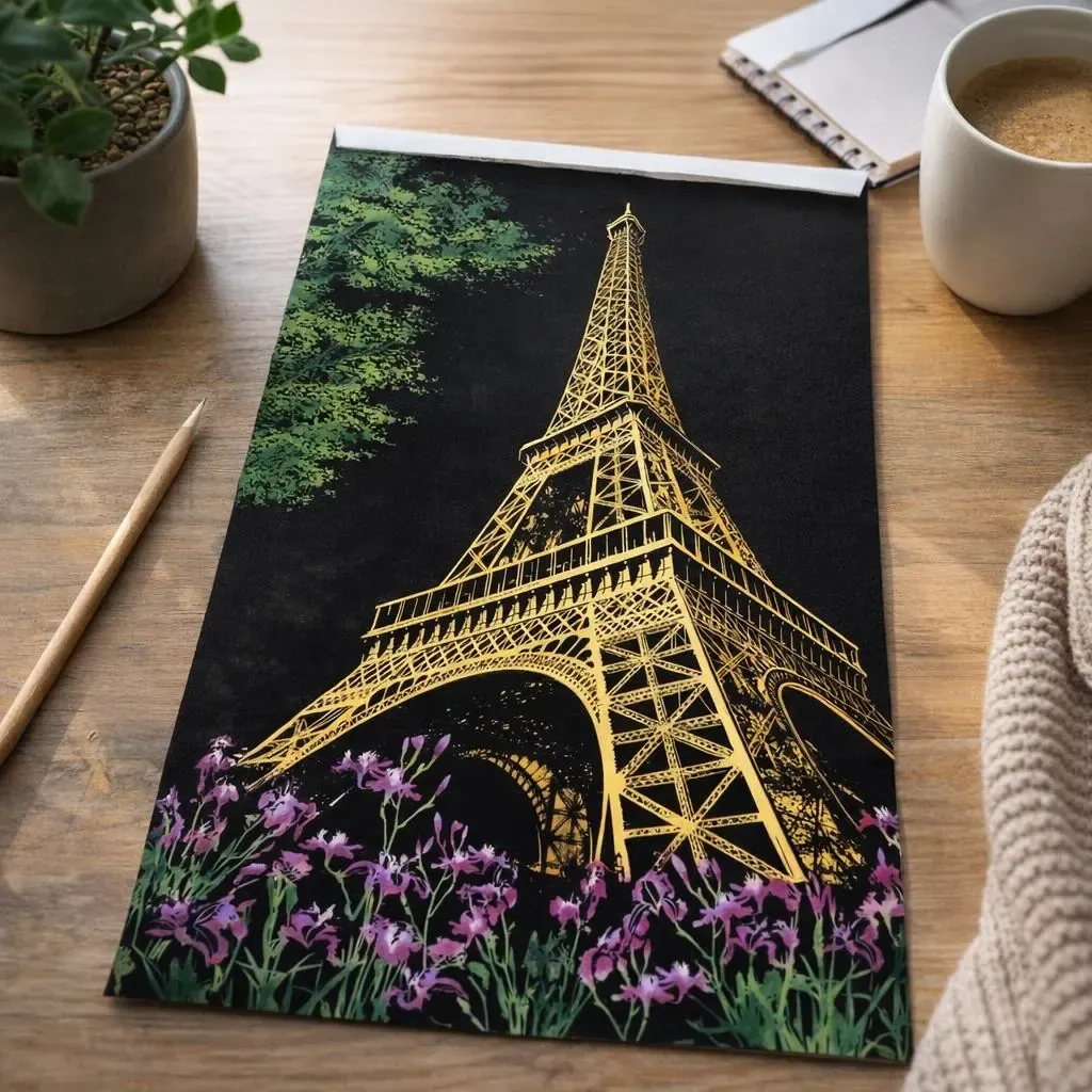 Peinture à gratter Tour Eiffel à Paris