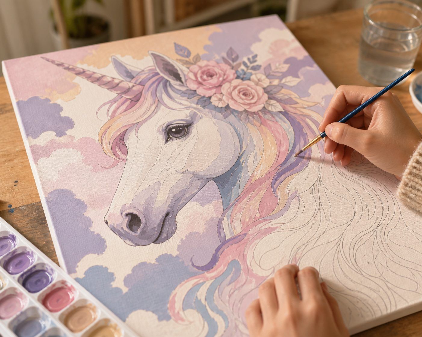 Peindre une licorne étape par étape avec des lignes bien nettes