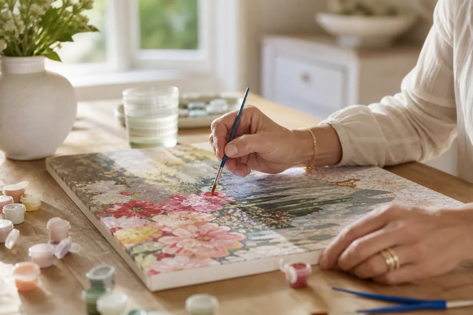 La peinture numérotée sur toile crée un tableau décoratif