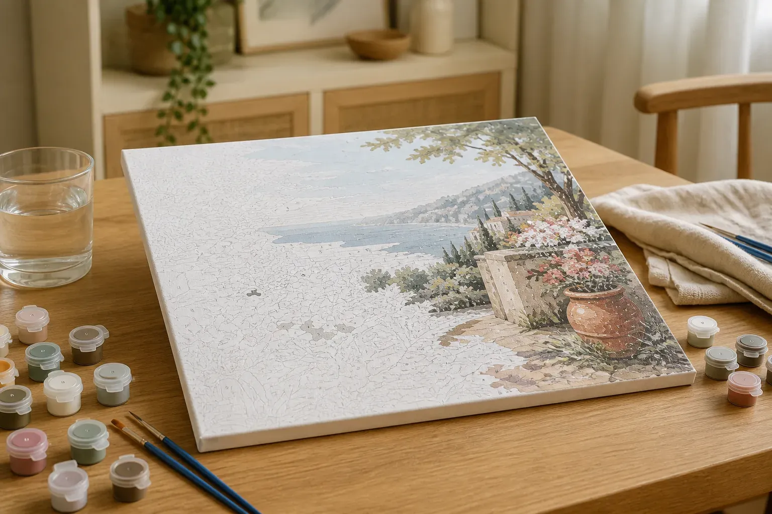 La peinture par numéro avec cadre habille un mur sans encadrement